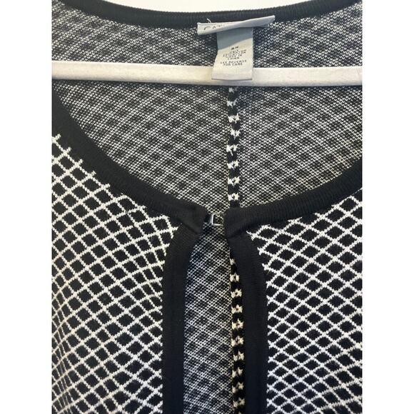 Catherines Womens 2X Black /White Hook Open Knit Cardigan Business Casual - Picture 5 of 6